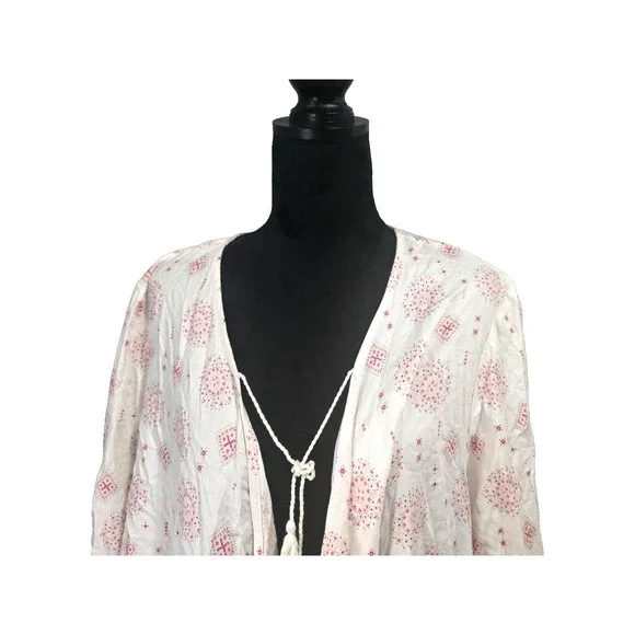 Torrid Boho White & Pink‎ Border Print Open Front Twill Jacket Plus Size 1X A001 - Picture 3 of 13